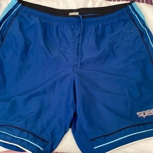 Speedo men’s bathing suit.Size xl. Blue with piping.Waist approx.21 inch.